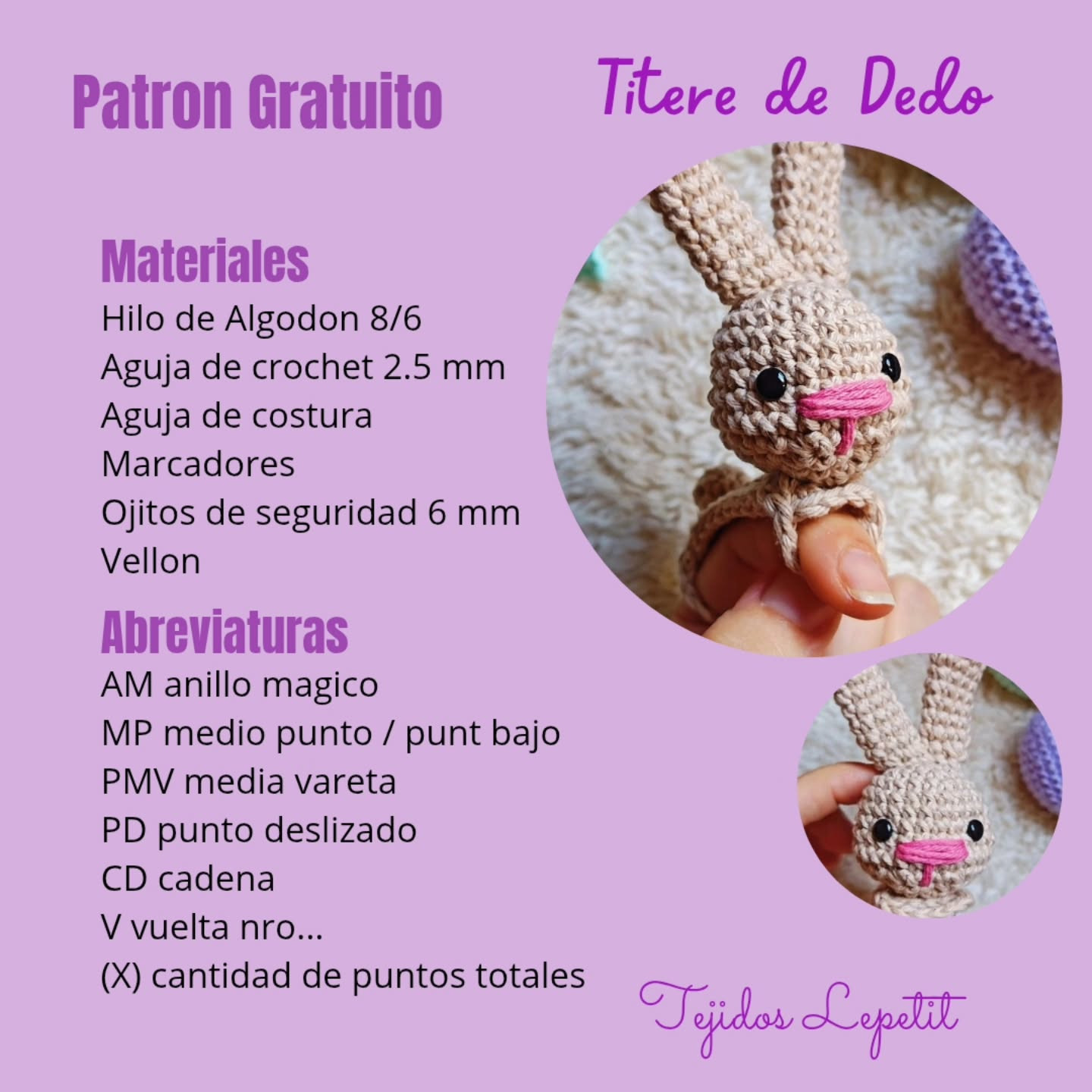 Titere de dedo de conejo: patrón gratuito