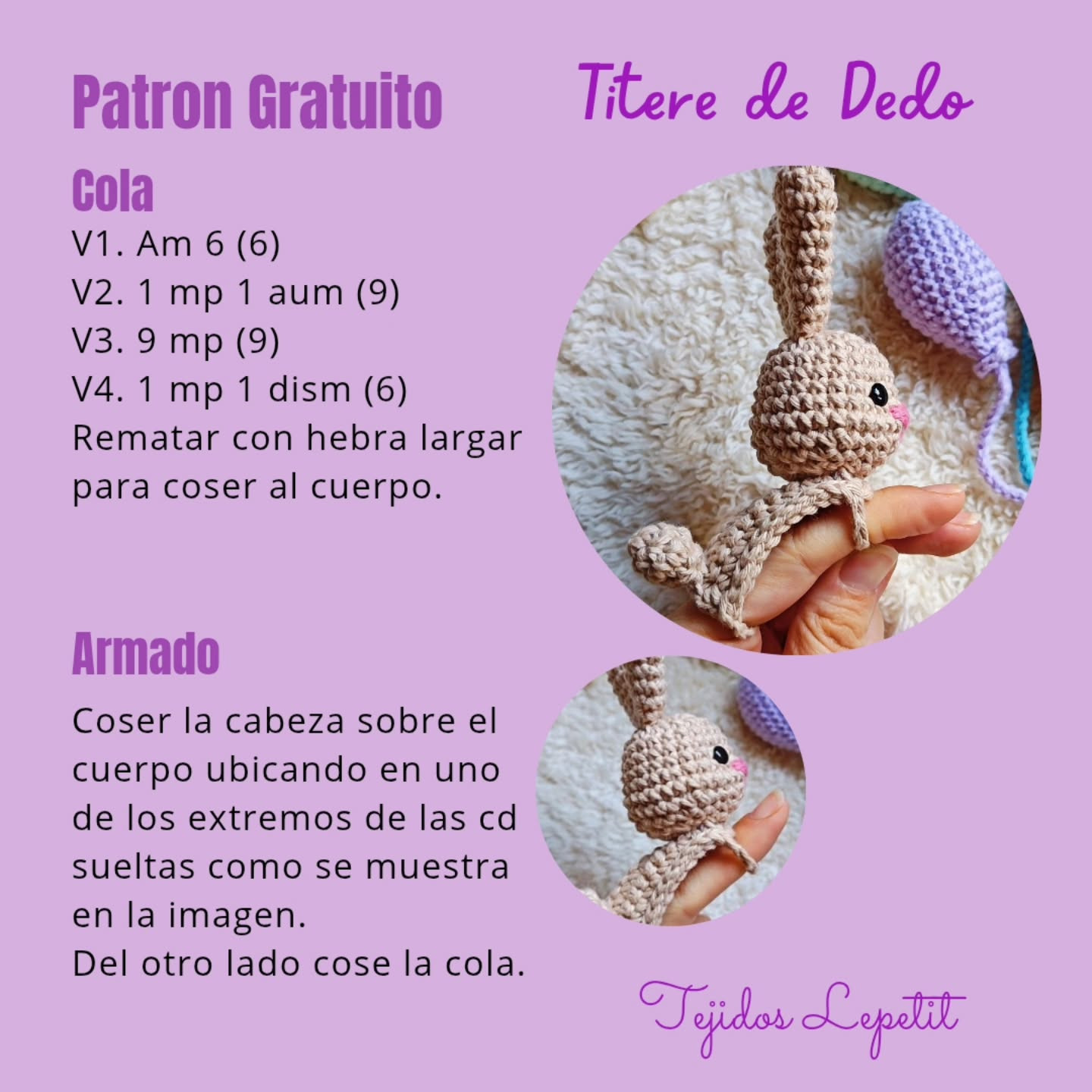 Titere de dedo de conejo: patrón gratuito