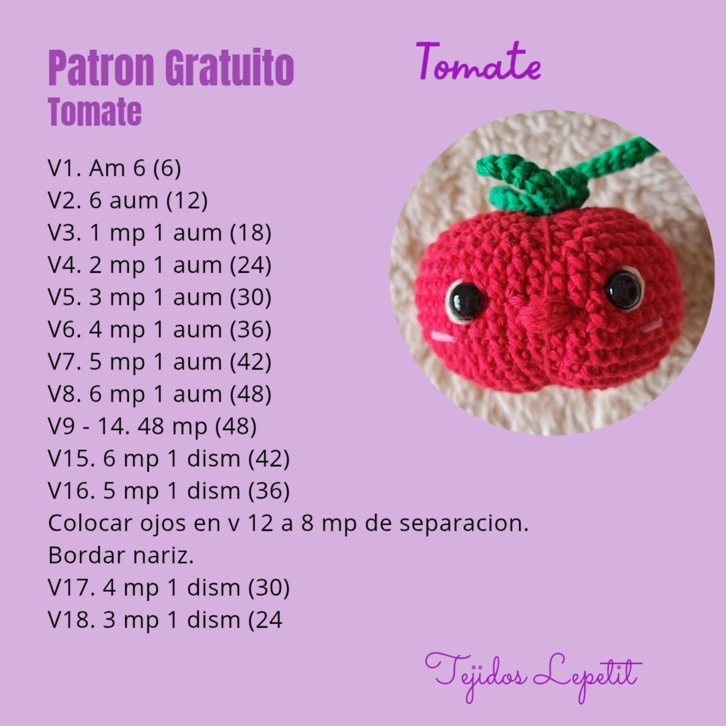 Tomate amigurumi: Patrón gratuito disponible