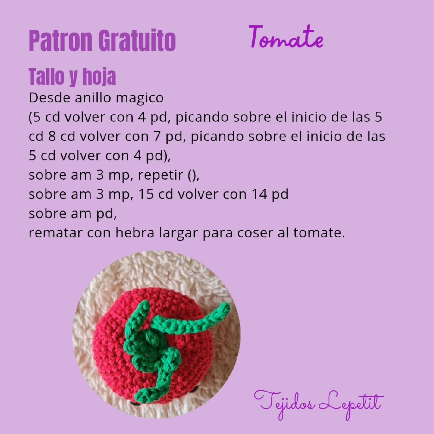 Tomate amigurumi: Patrón gratuito disponible