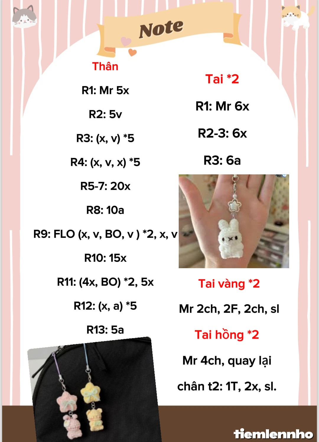 Tổng hợp chart móc mini: cá, ếch heo, bạch tuộc, thỏ