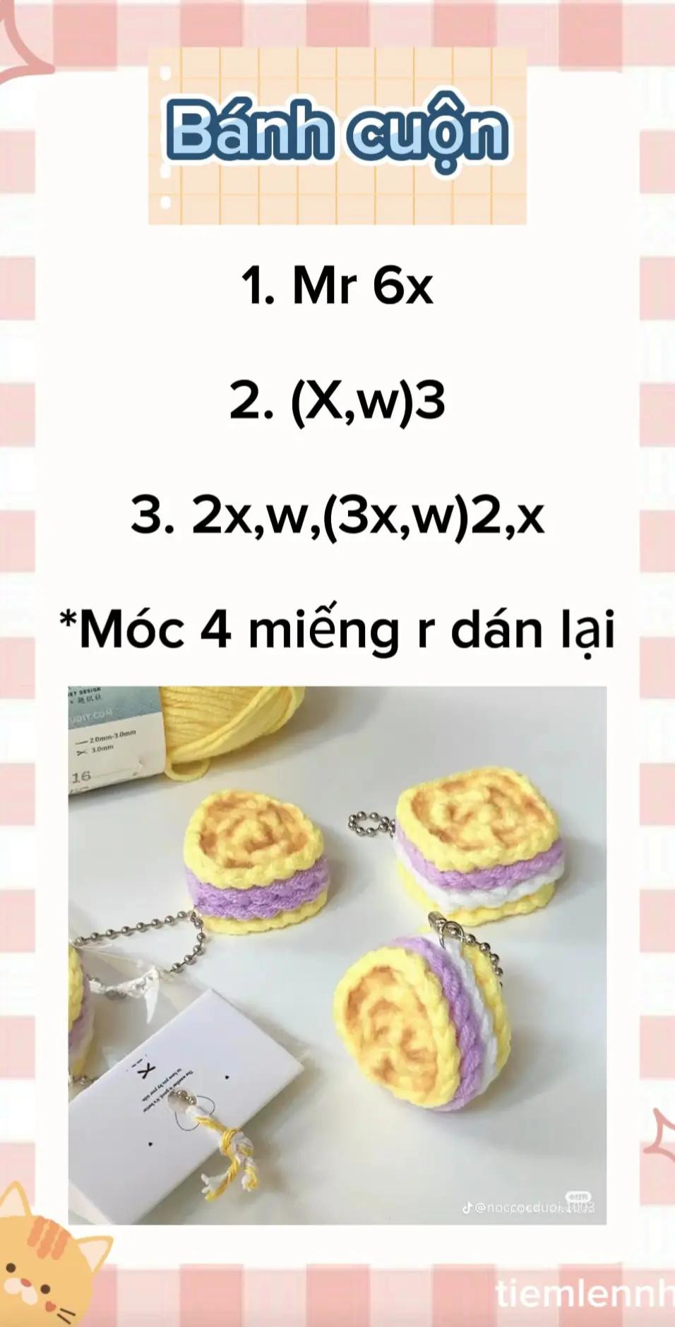 tổng hợp chart móc mini: ngôi sao, bánh cuộn, bánh kem, trứng ôp la mèo, kẹo.