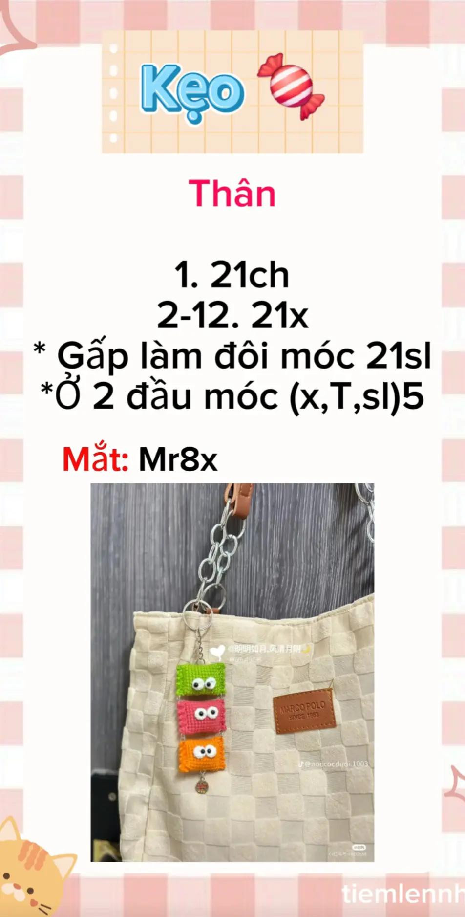 tổng hợp chart móc mini: ngôi sao, bánh cuộn, bánh kem, trứng ôp la mèo, kẹo.