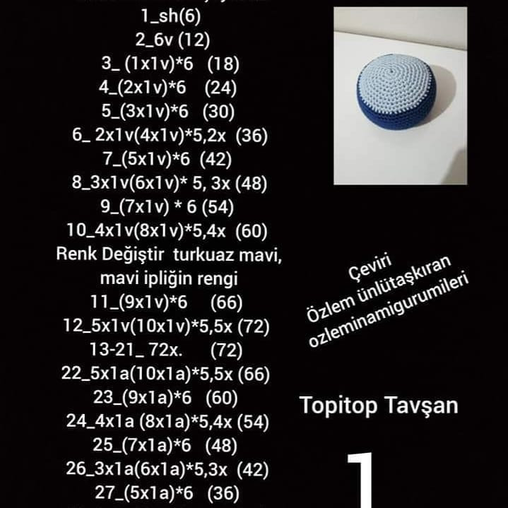 Topito Tavşan Amigurumi Şeması