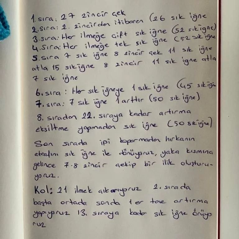 Türkçe:  Bebek hırkası tığ işi şeması: detaylı anlatım ve görsel