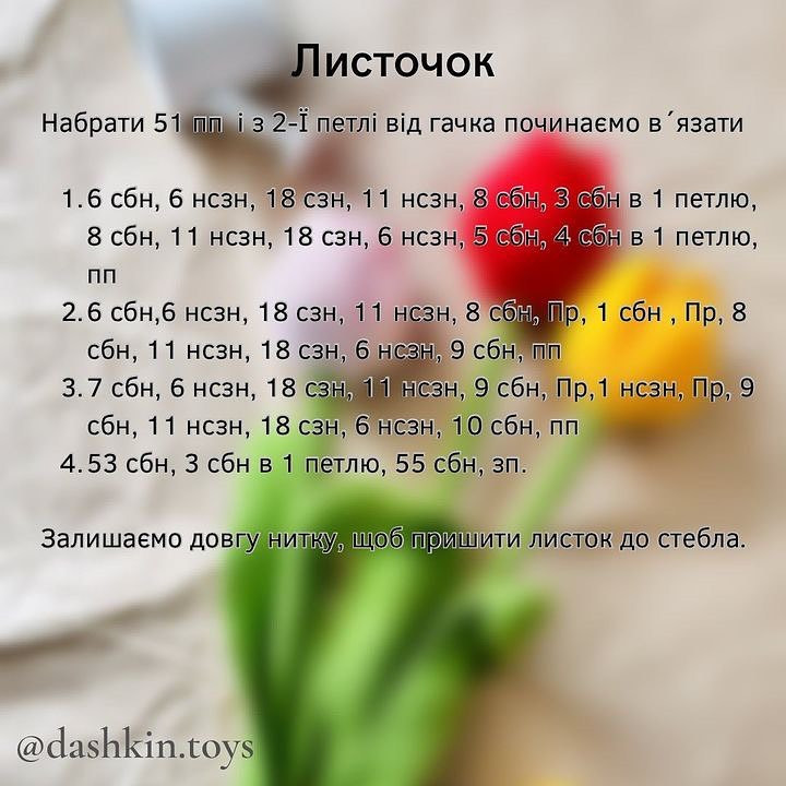 Тюльпани: безкоштовний опис схеми
