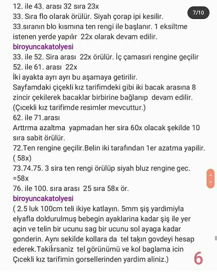 Ücretsiz 60cm amigurumi bebek şeması
