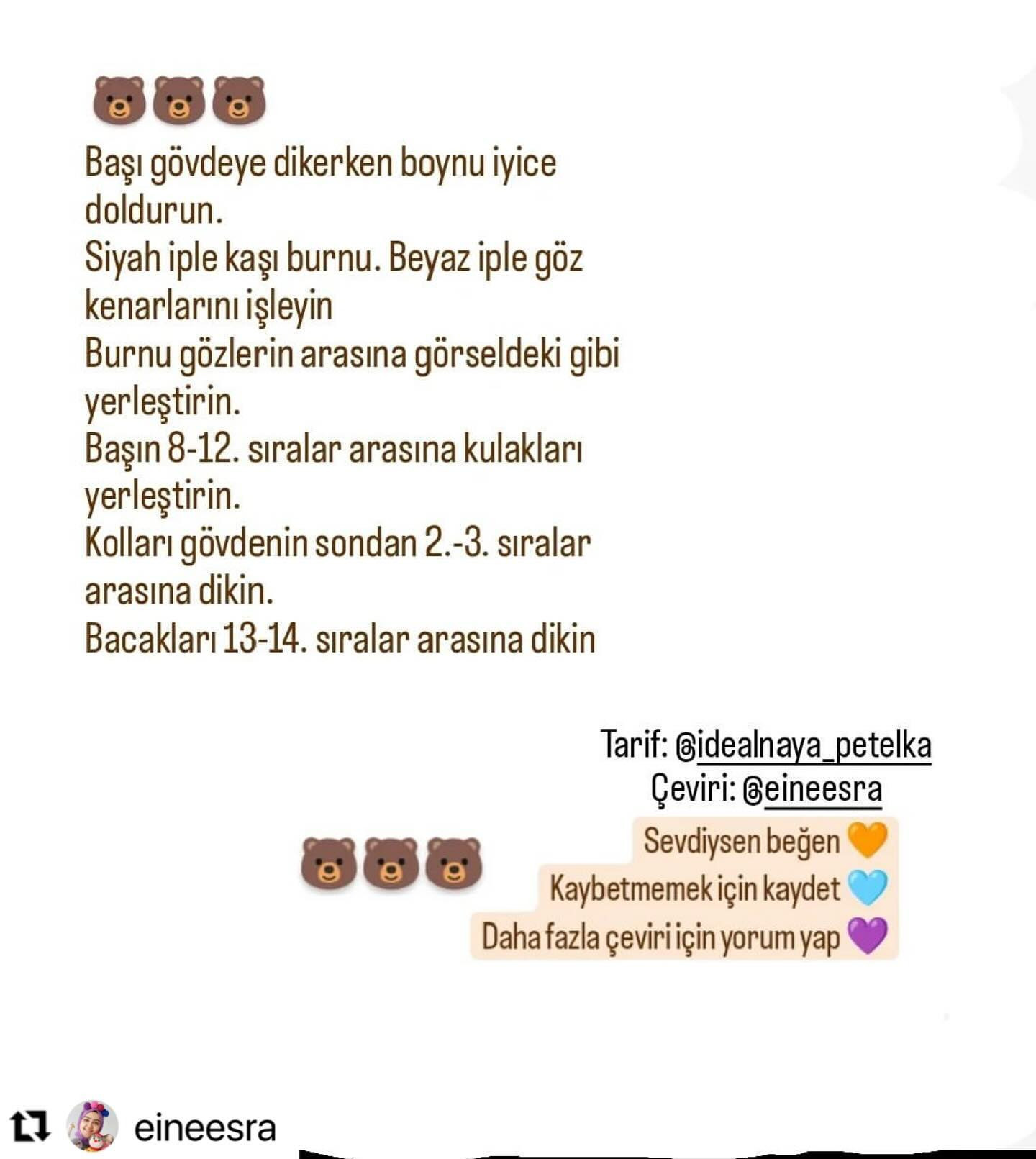 Ücretsiz amigurumi ayı tarifi.