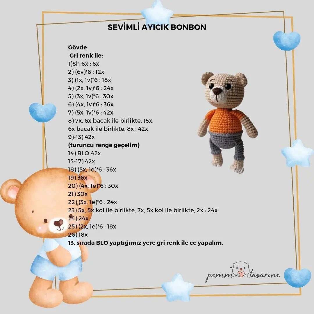 Ücretsiz Amigurumi Ayı Tığ İşi Tarifi