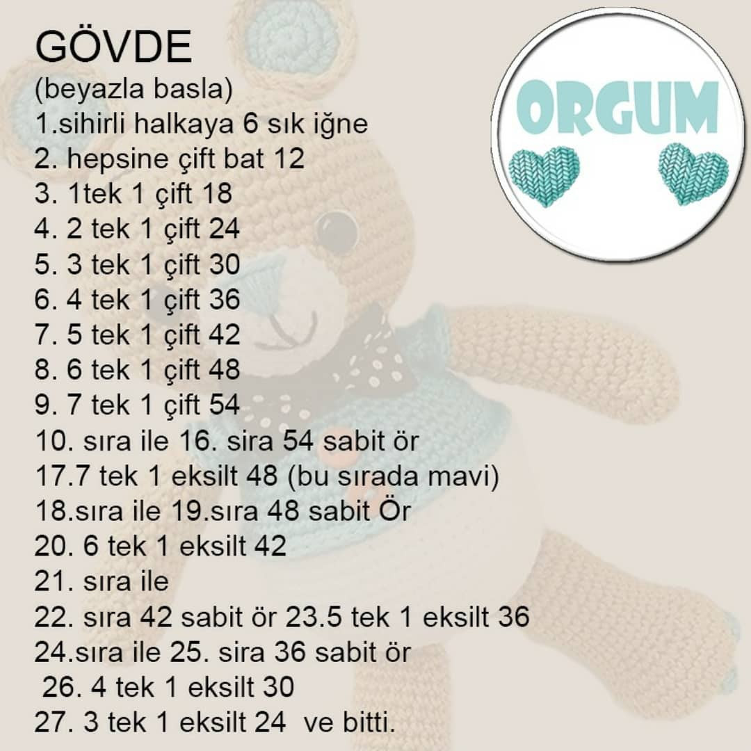 Ücretsiz Amigurumi Ayıcık Bobi Yapımı