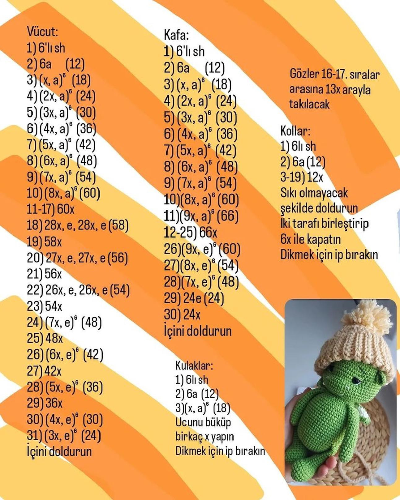 Ücretsiz amigurumi bebek şapkası ve atkı modeli