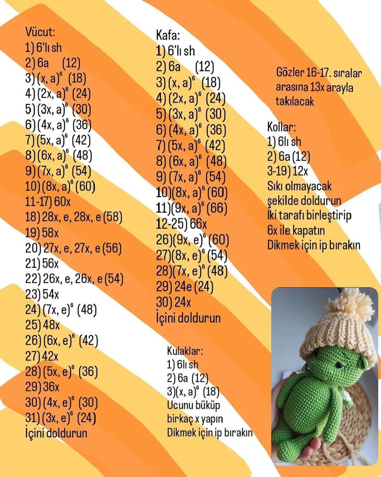 Ücretsiz amigurumi bebek şapkası ve atkı modeli