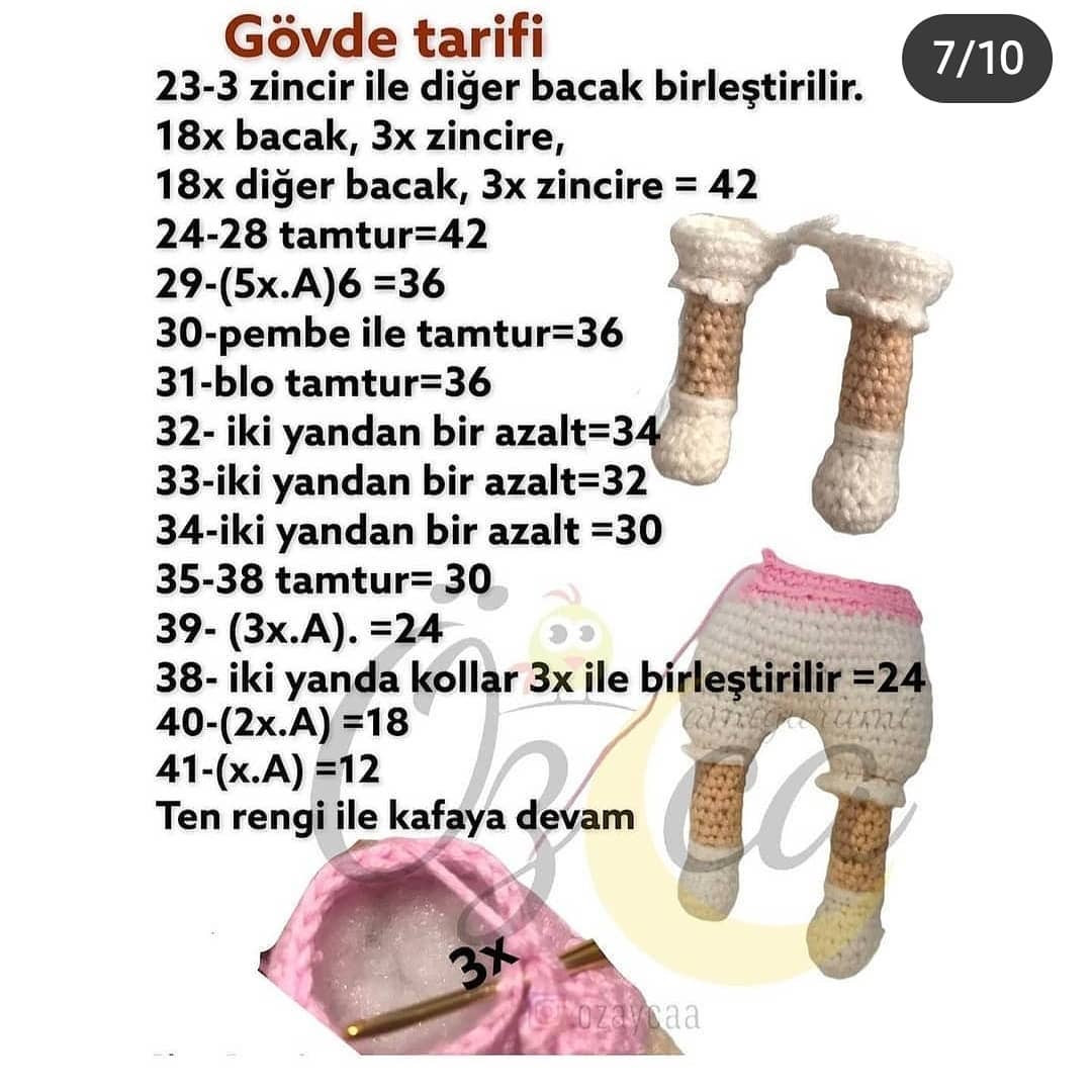 Ücretsiz Amigurumi Bebek Şeması - 2. Bölüm