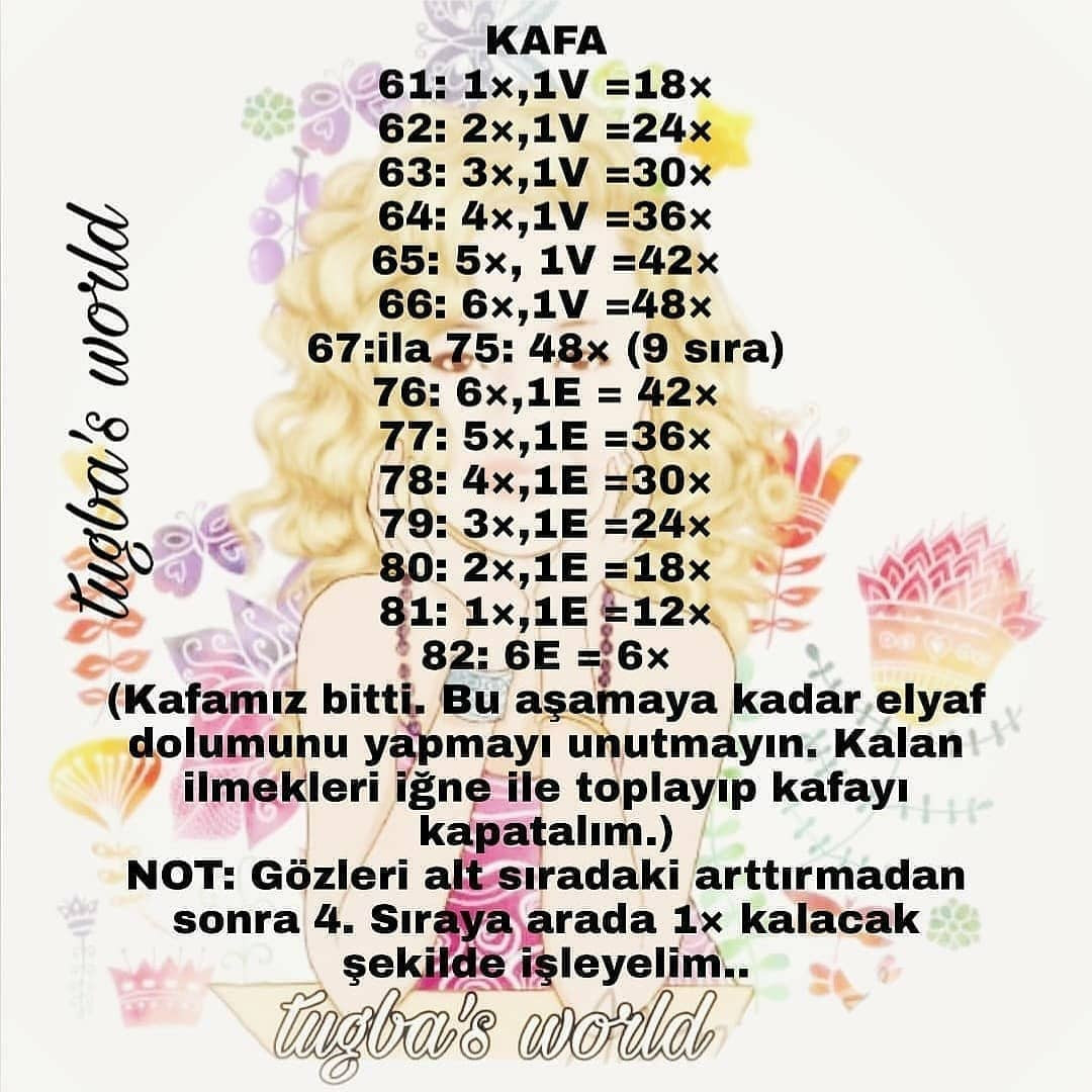 Ücretsiz Amigurumi Bebek Tığ İşi Tarifi