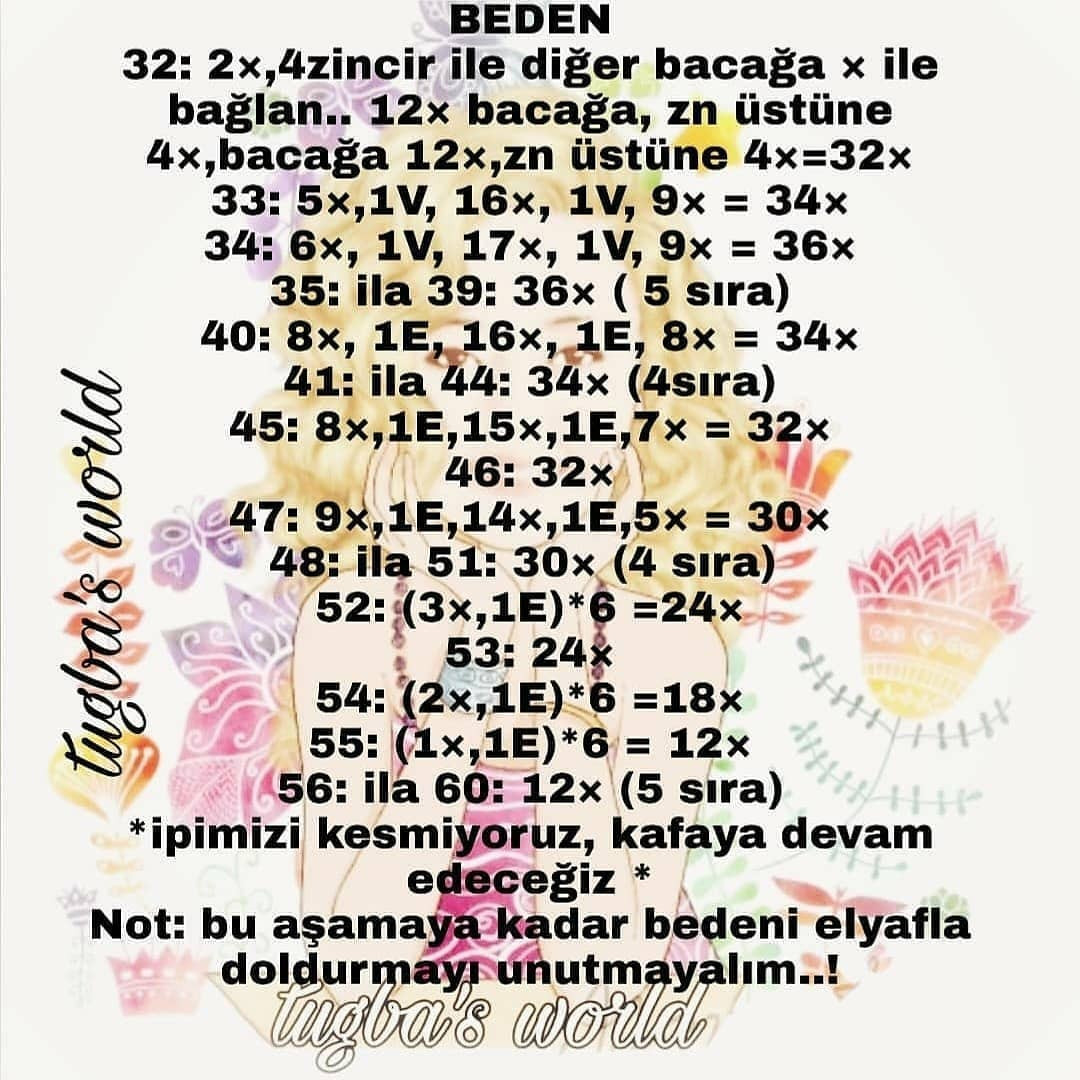 Ücretsiz Amigurumi Bebek Tığ İşi Tarifi