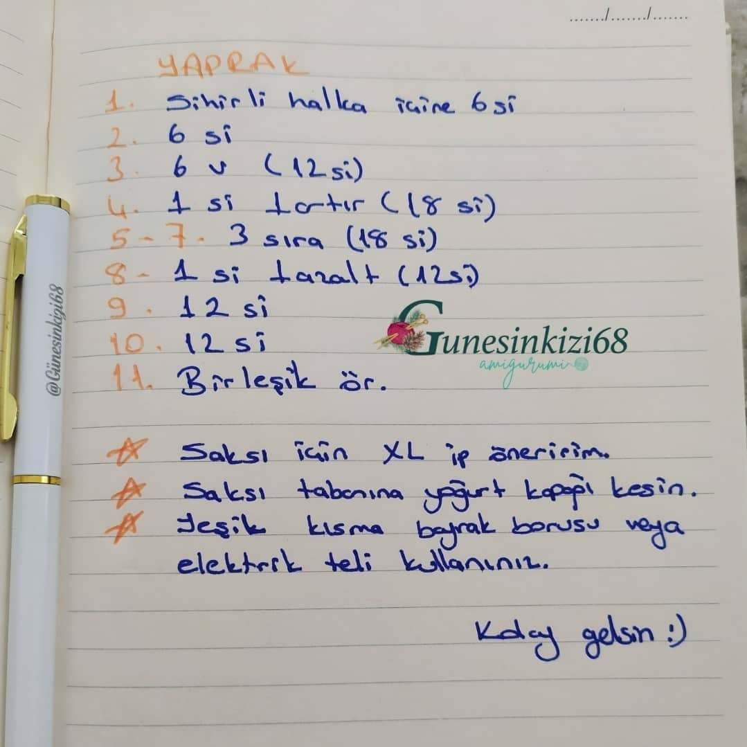 Ücretsiz Amigurumi Çiçek Yapımı Şeması