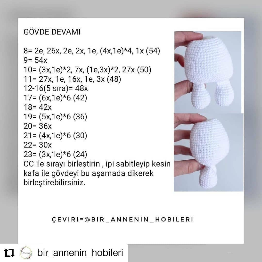 Ücretsiz amigurumi kardan adam modeli