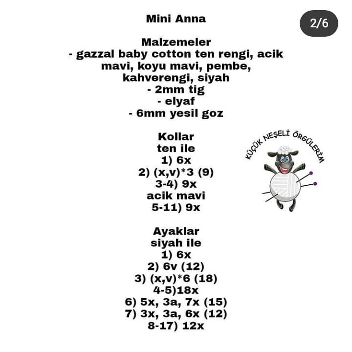 Ücretsiz Anna Amigurumi Tığ İşi Şeması