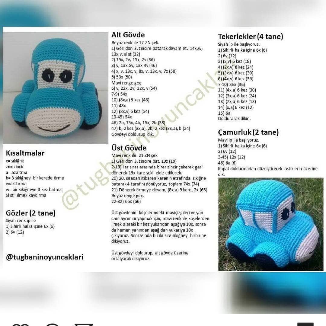Ücretsiz Araba Amigurumi Tığ İşi Tarifi