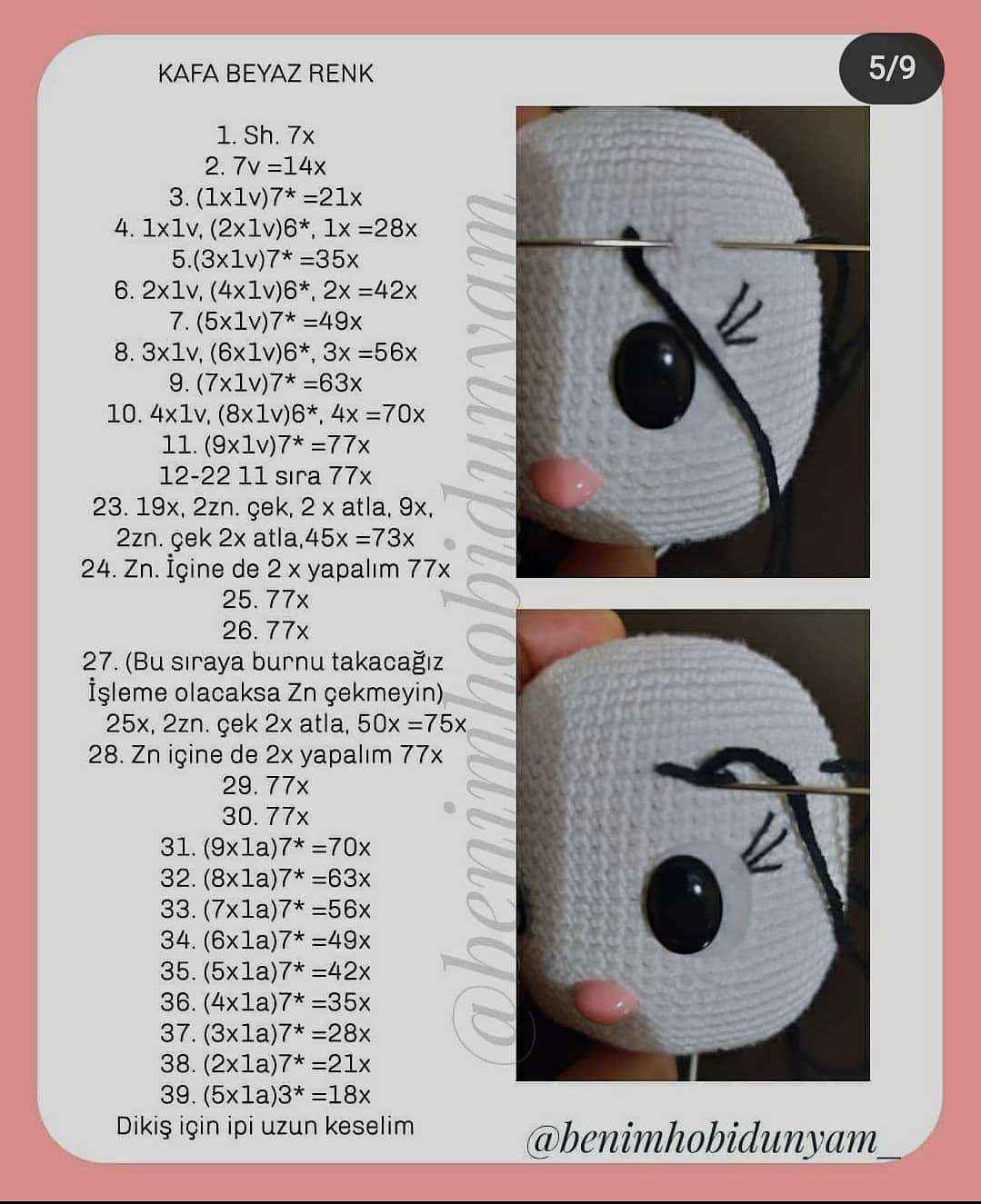Ücretsiz Bal Tavşanı Amigurumi Tığ İşi Şeması