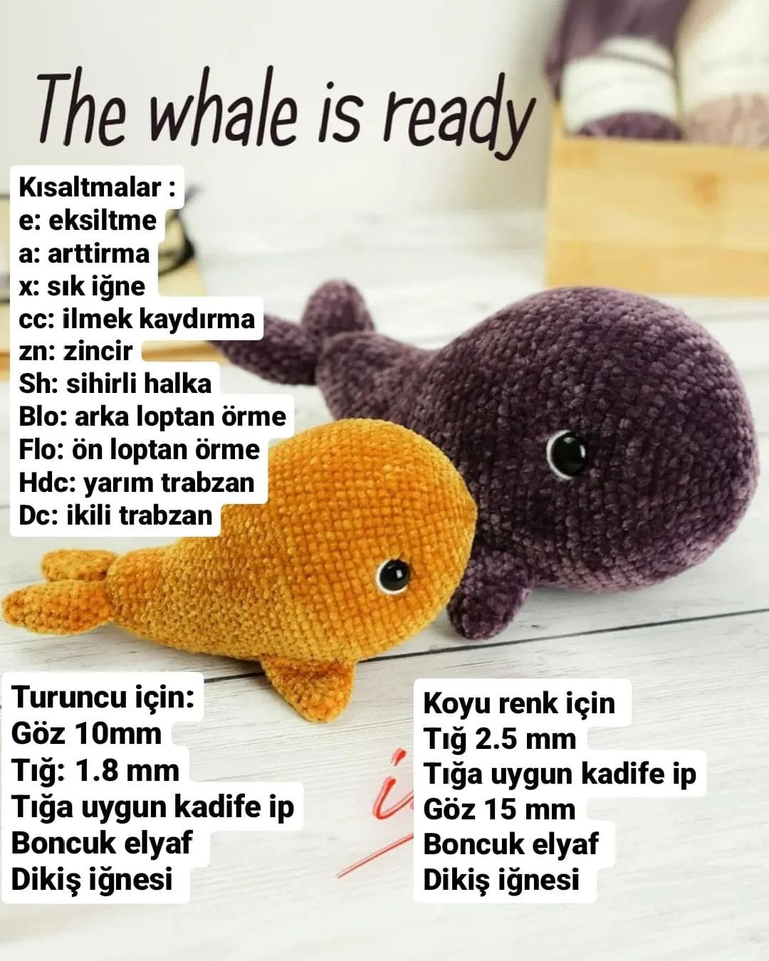 Ücretsiz Balina Amigurumi Yapım Şeması