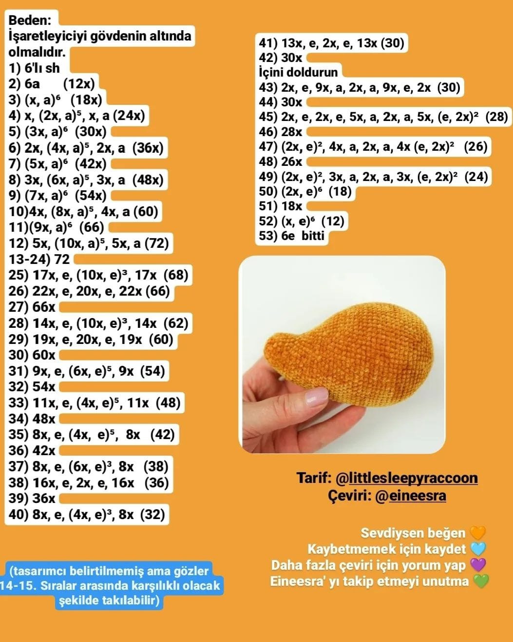 Ücretsiz Balina Amigurumi Yapım Şeması