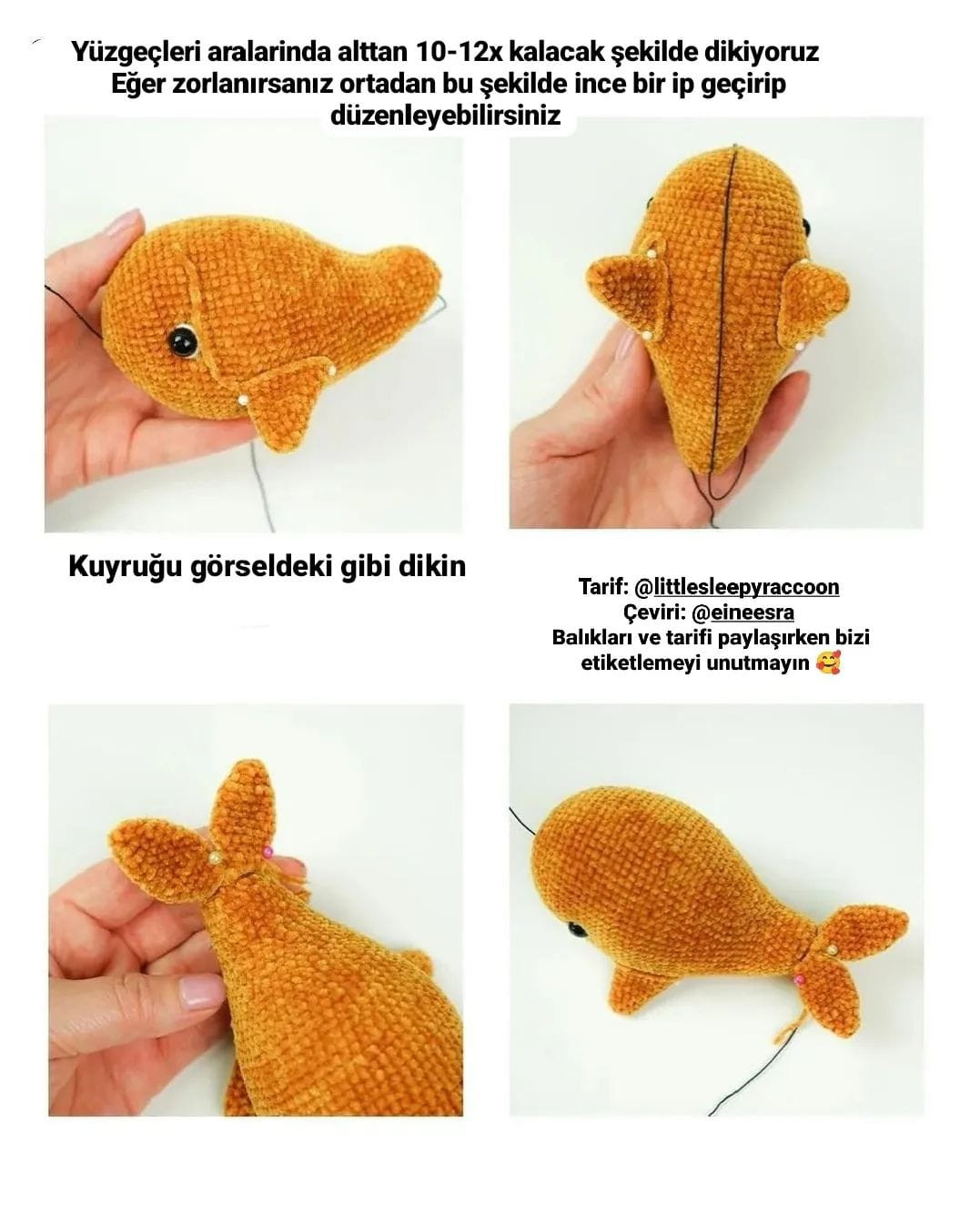 Ücretsiz Balina Amigurumi Yapım Şeması