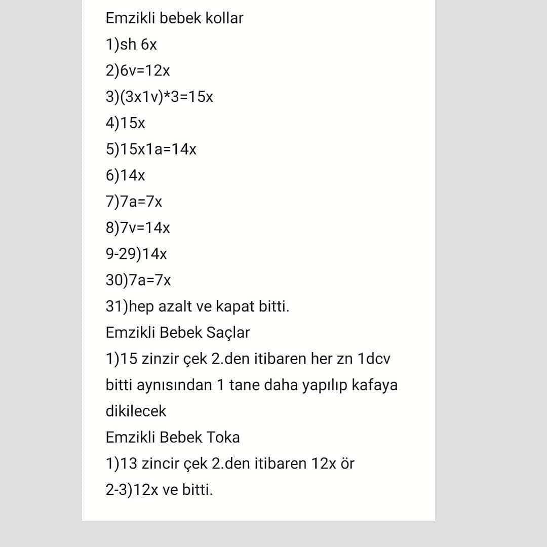 Ücretsiz Bebek Amigurumi Tığ İşi Tarifi