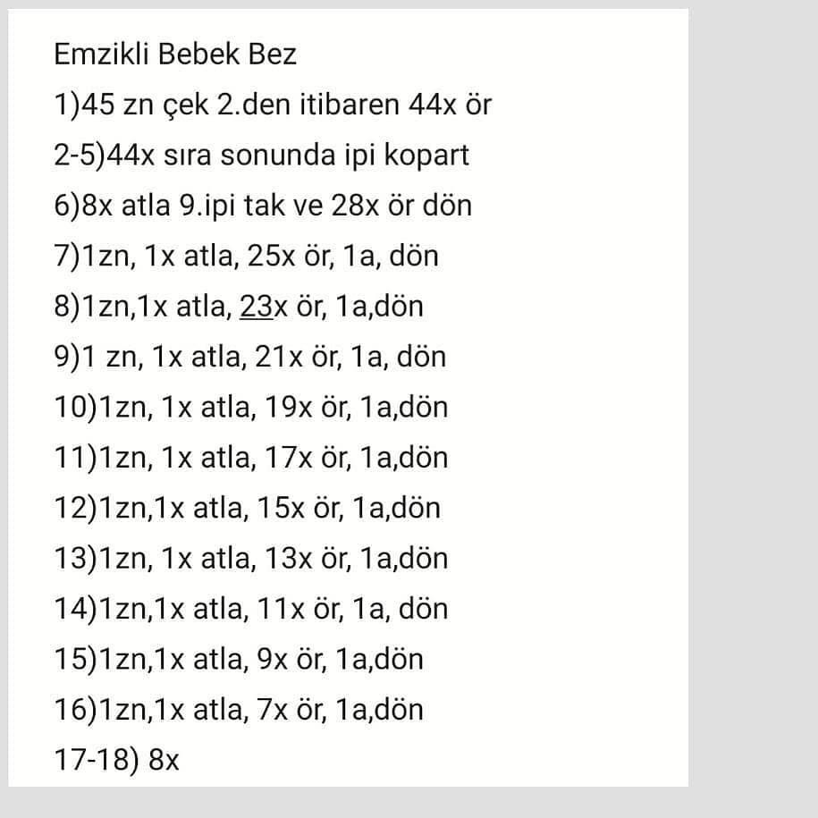 Ücretsiz Bebek Amigurumi Tığ İşi Tarifi