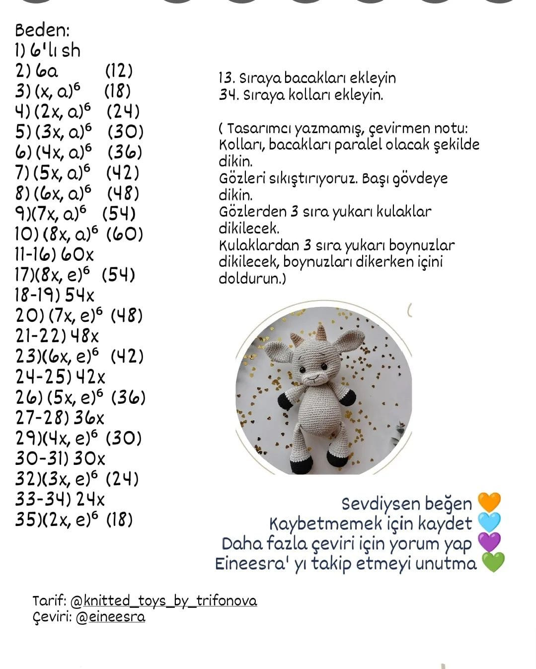 Ücretsiz Bebek Keçisi Tığ İşi Şeması Bu tarif için çok uğraştım resmen 😅😮‍💨