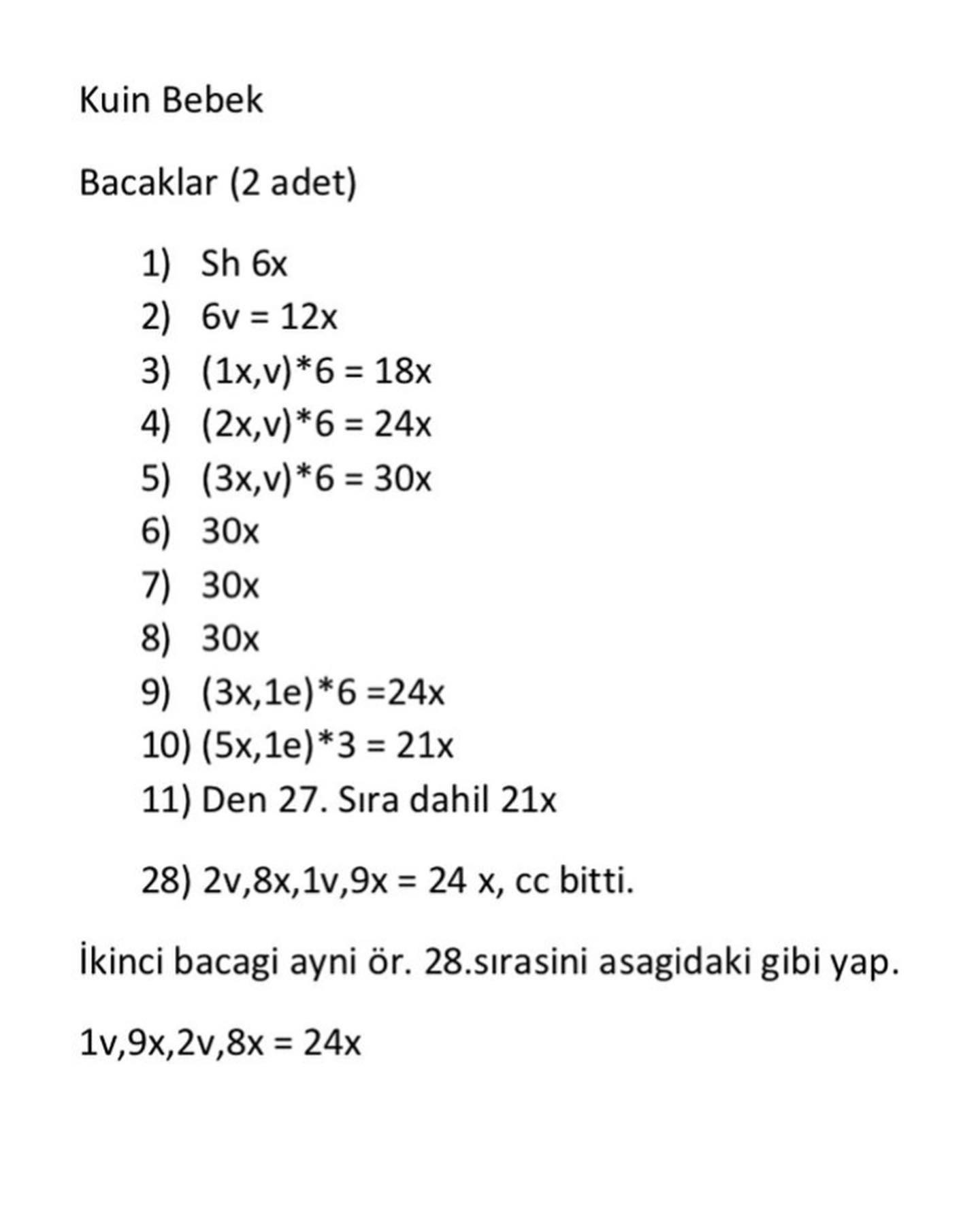 Ücretsiz Bebek Örgü Şeması: 2. Bölüm