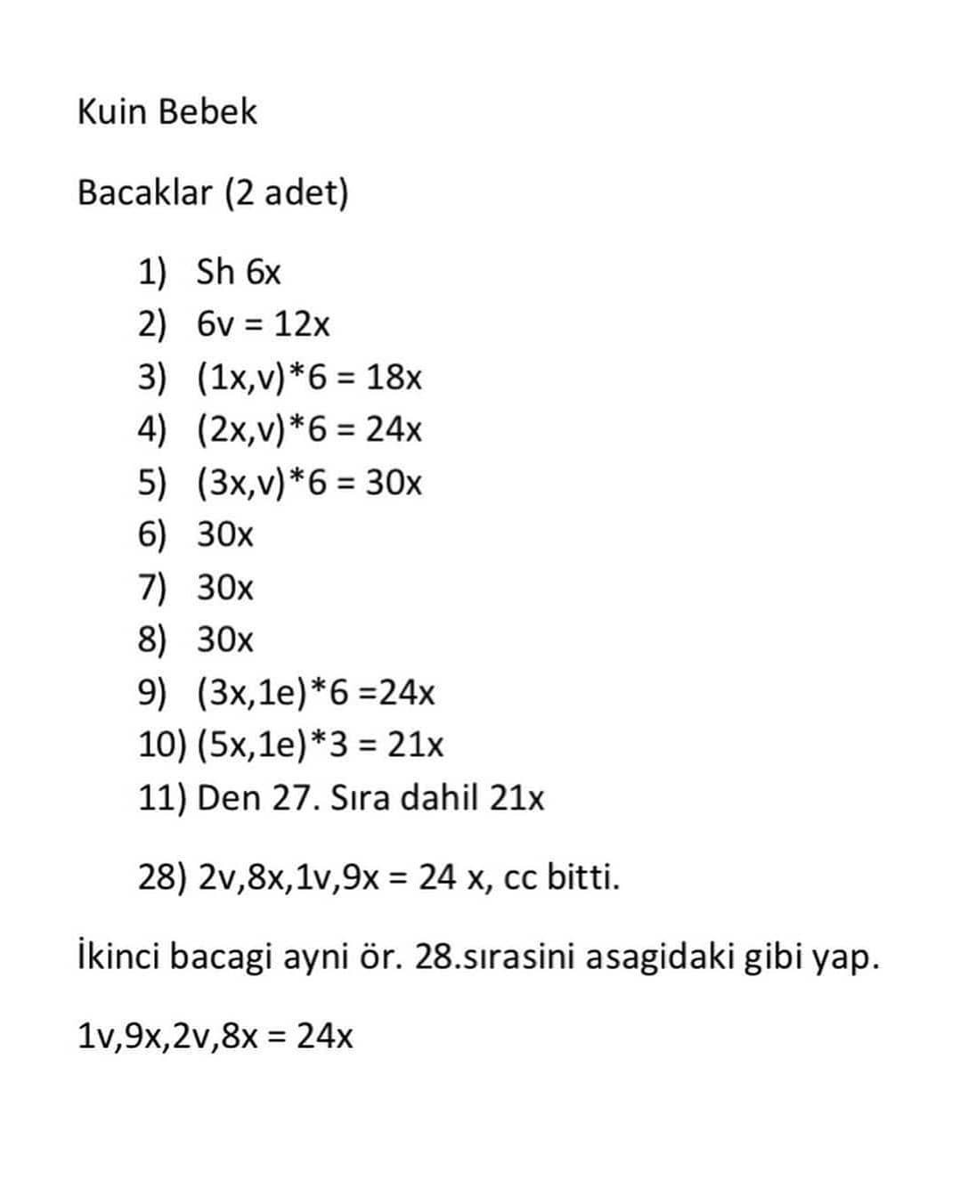 Ücretsiz Bebek Örgü Şeması: 2. Bölüm