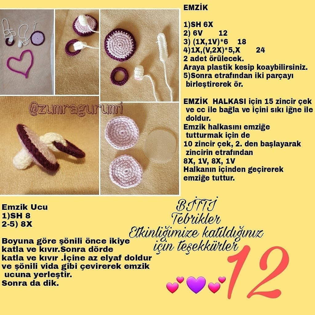 Ücretsiz Bebek Örgü Şeması tarifi ile yaptigim #emziklibebek