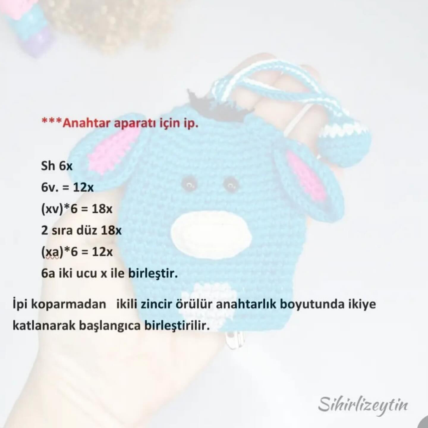 Ücretsiz Eeyore Anahtarlık Tığ işi Şeması