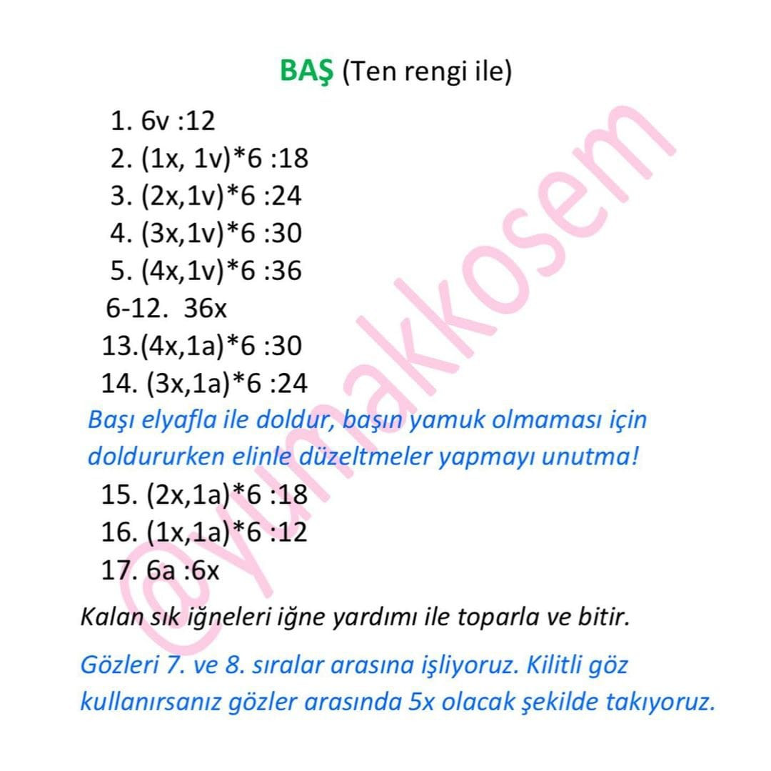 Ücretsiz Elsa Amigurumi Tığ İşi Şeması