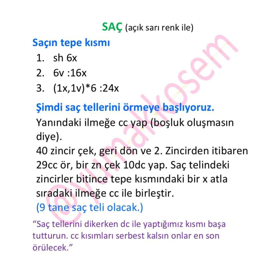 Ücretsiz Elsa Amigurumi Tığ İşi Şeması