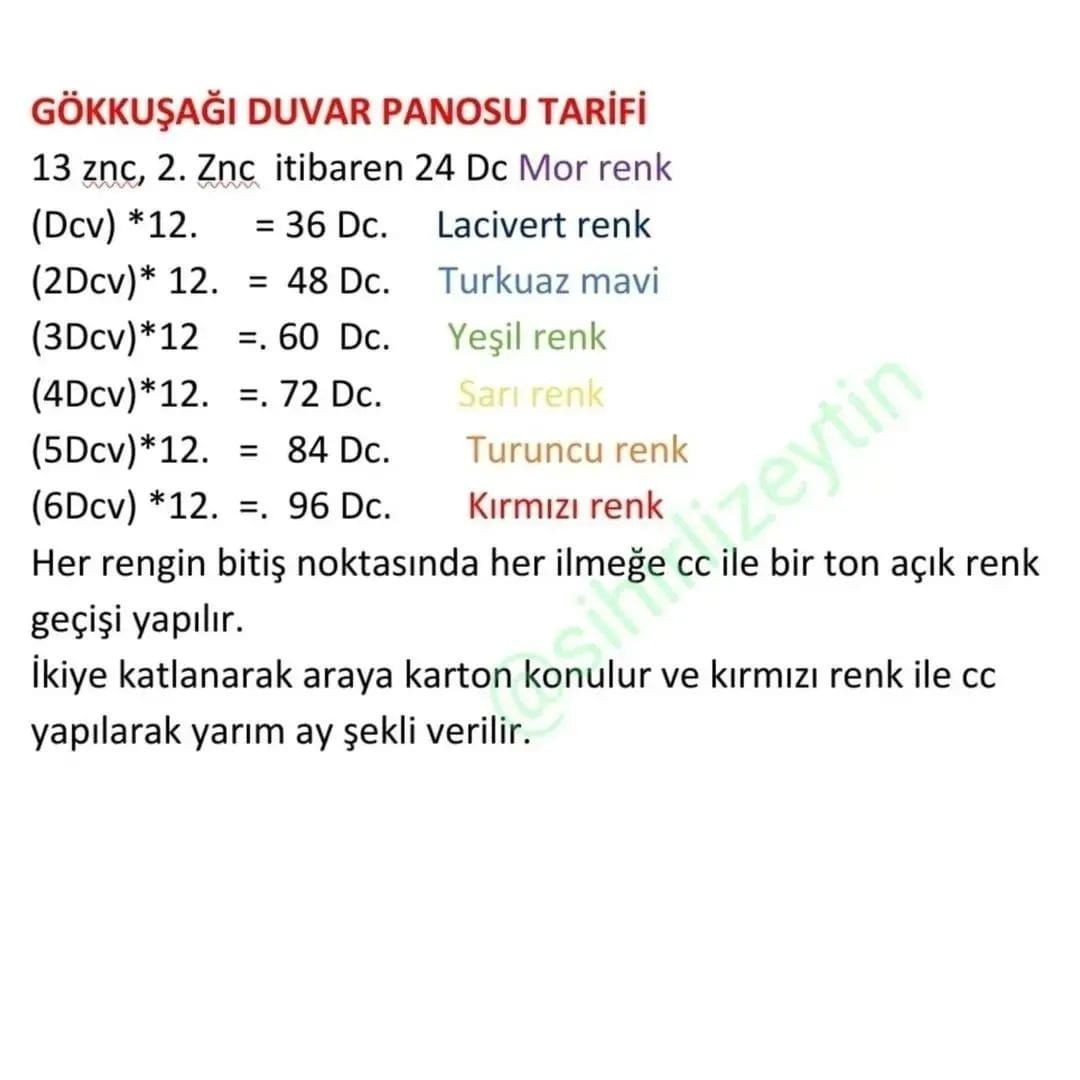 Ücretsiz Gökkuşağı Duvar Panosu Tığ İşi Şeması
