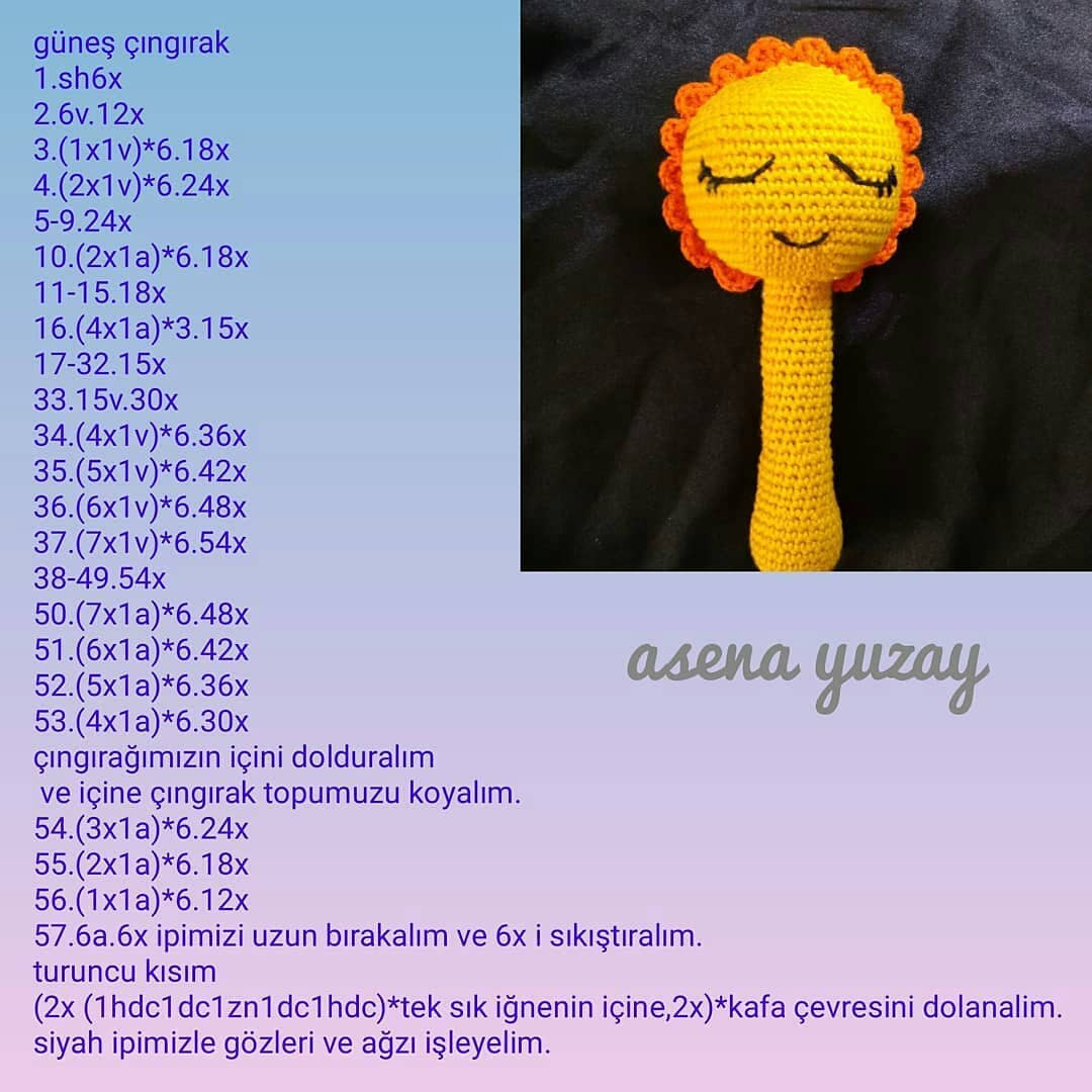 Ücretsiz güneş amigurumi tığ işi modeli