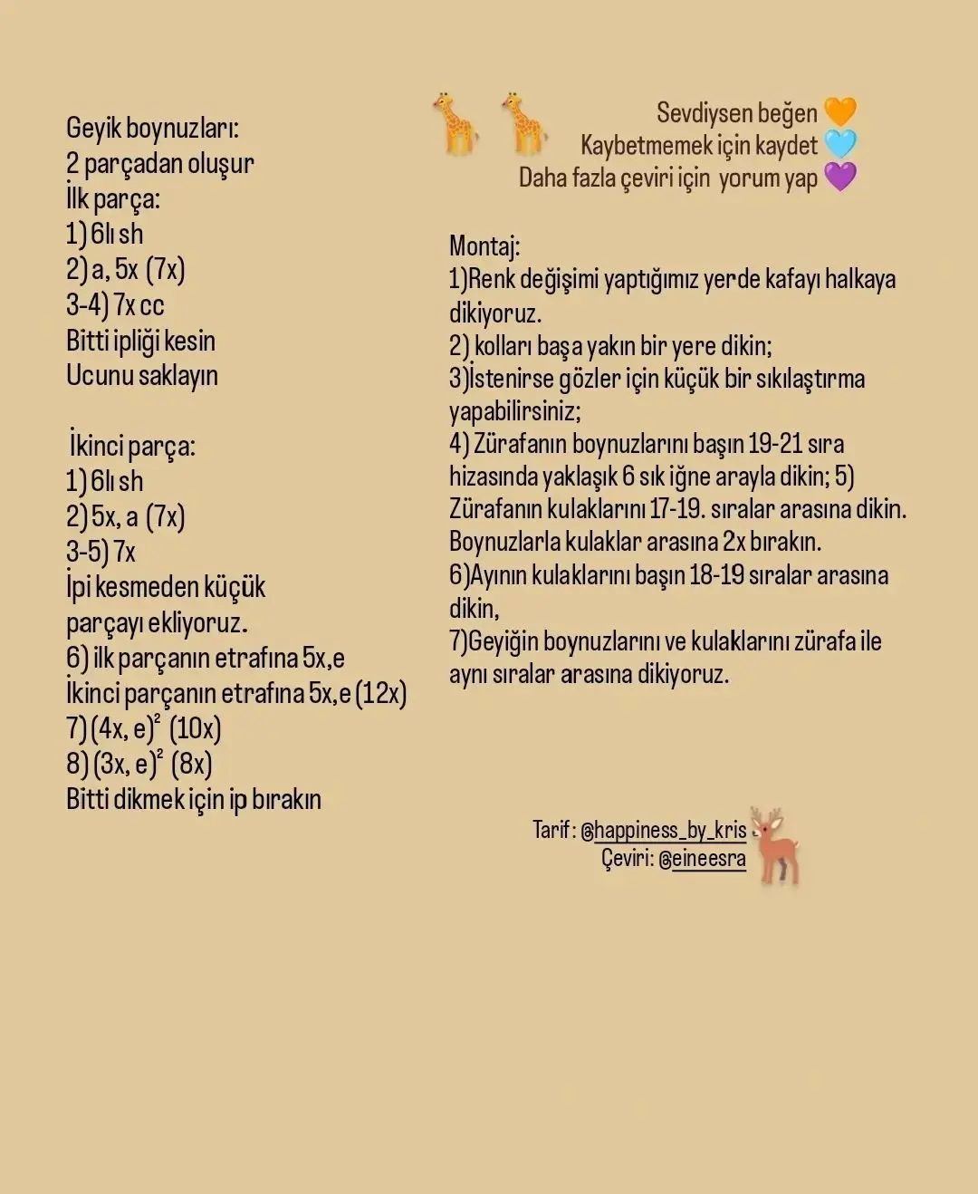 Ücretsiz Hayvan Figürleri Tığ İşi Şeması
