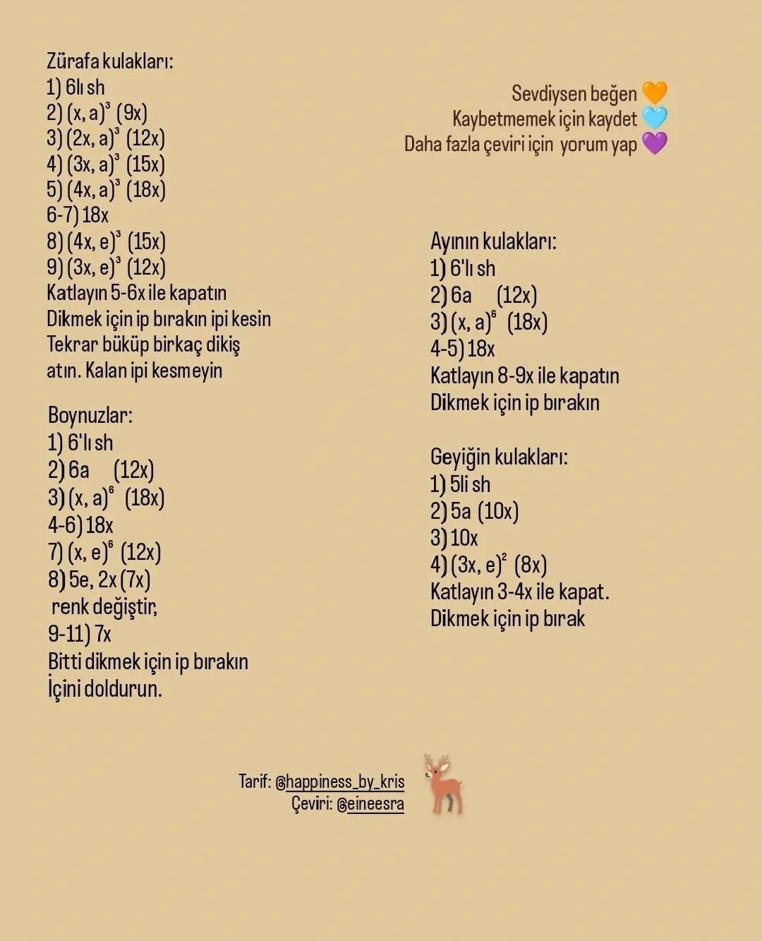 Ücretsiz Hayvan Figürleri Tığ İşi Şeması