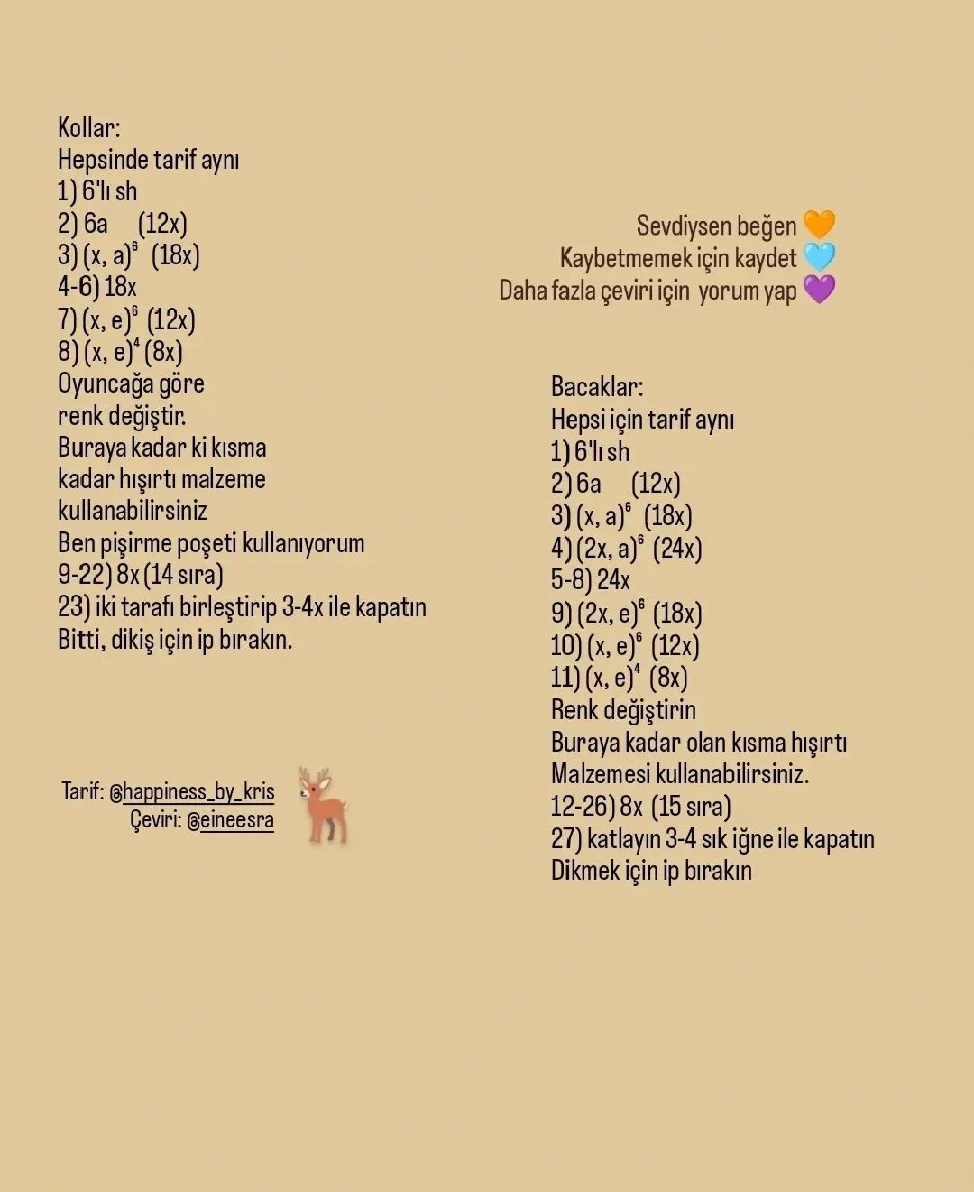 Ücretsiz Hayvan Figürleri Tığ İşi Şeması