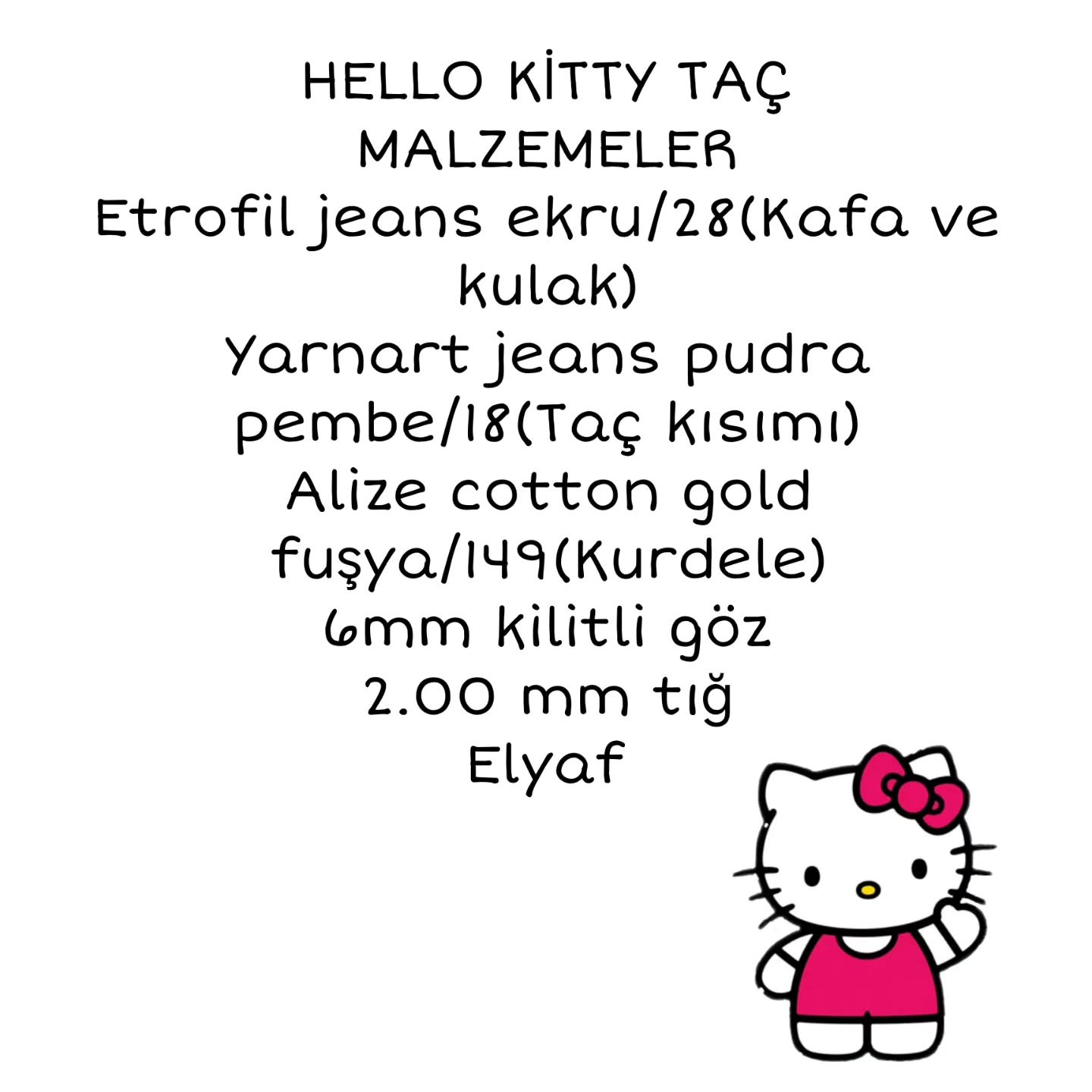 Ücretsiz Hello Kitty Saç Bandı Tığ İşi Tarifi