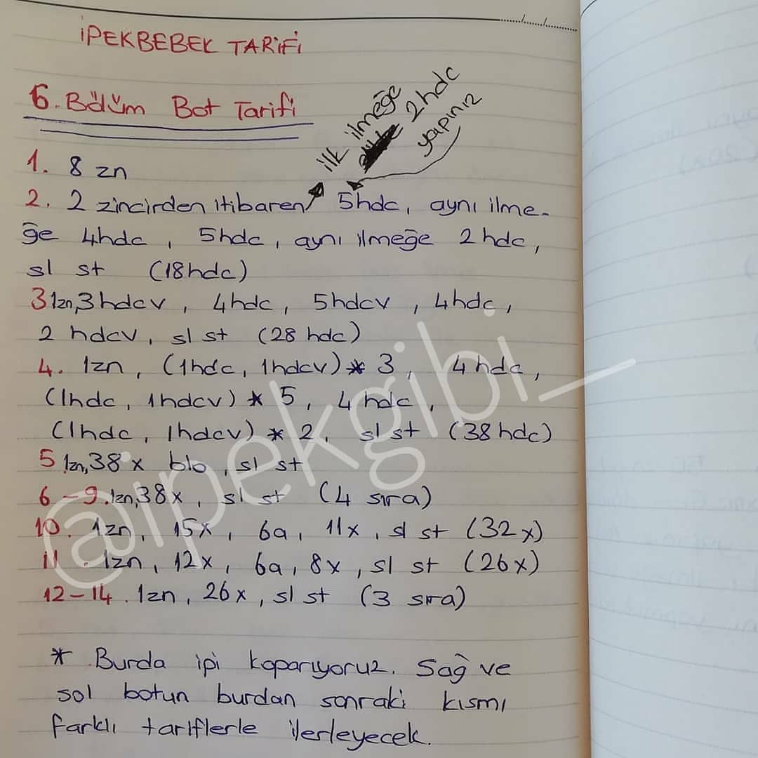 Ücretsiz İpek Bebek Ayak ve Bacak Örgü Tarifi