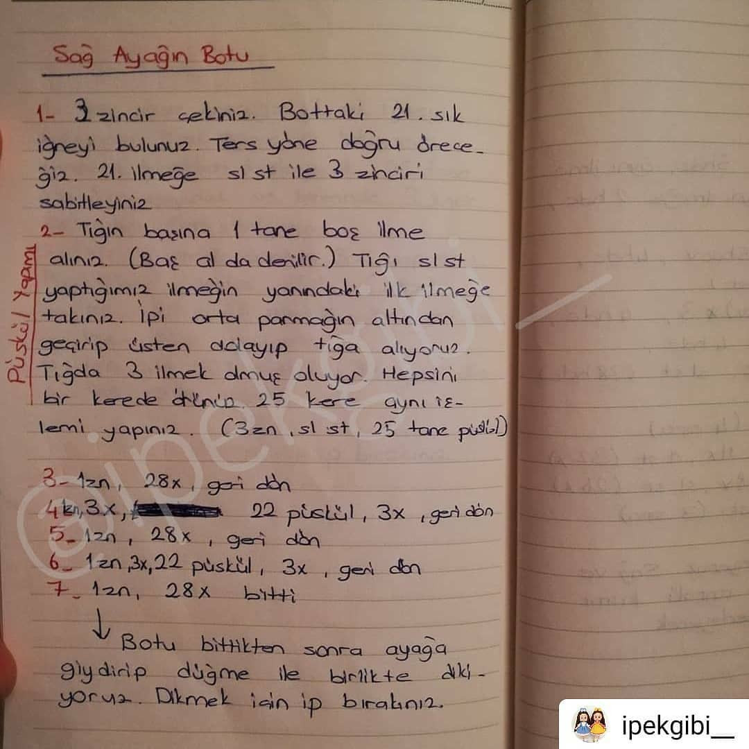 Ücretsiz İpek Bebek Ayak ve Bacak Örgü Tarifi