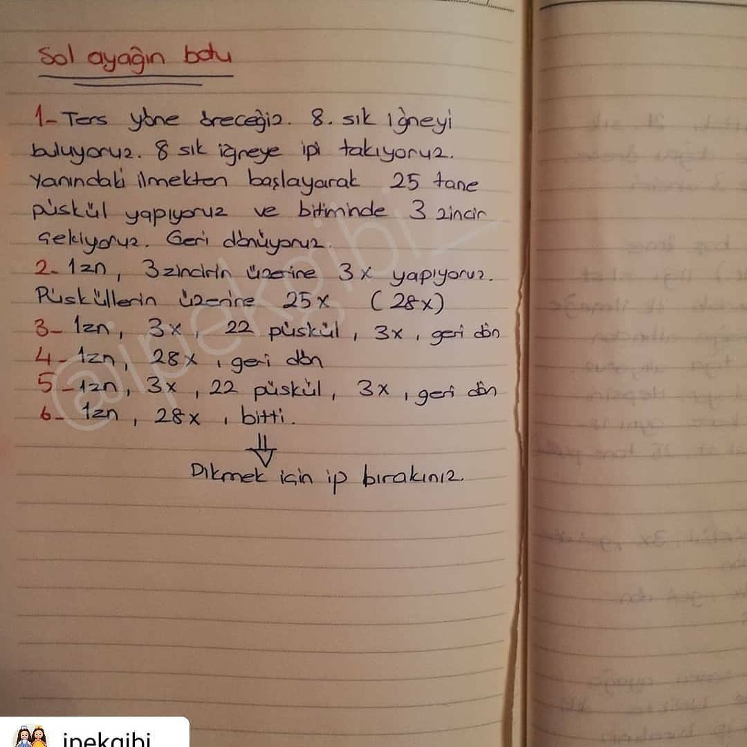 Ücretsiz İpek Bebek Ayak ve Bacak Örgü Tarifi