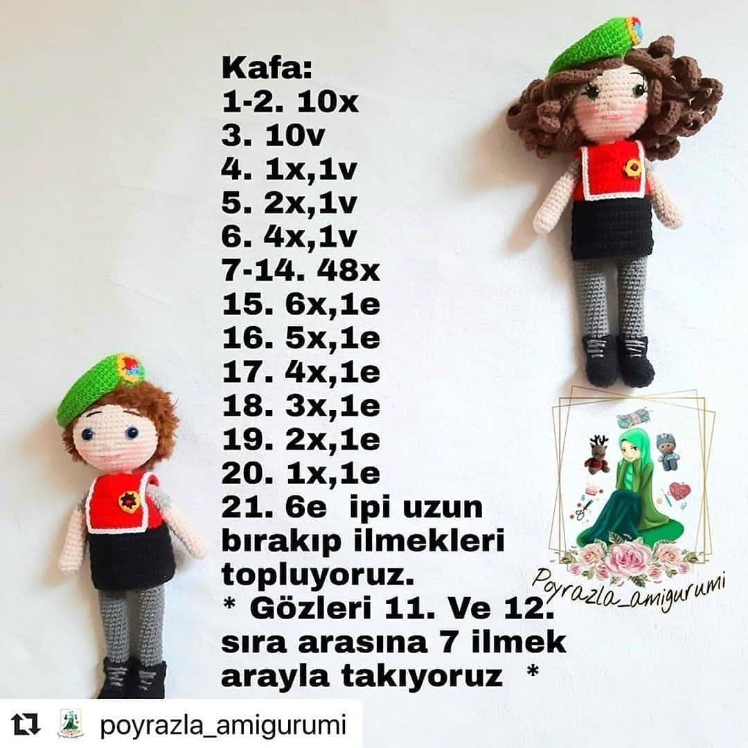 Ücretsiz Jandarma Çift Amigurumi Örnek Şeması