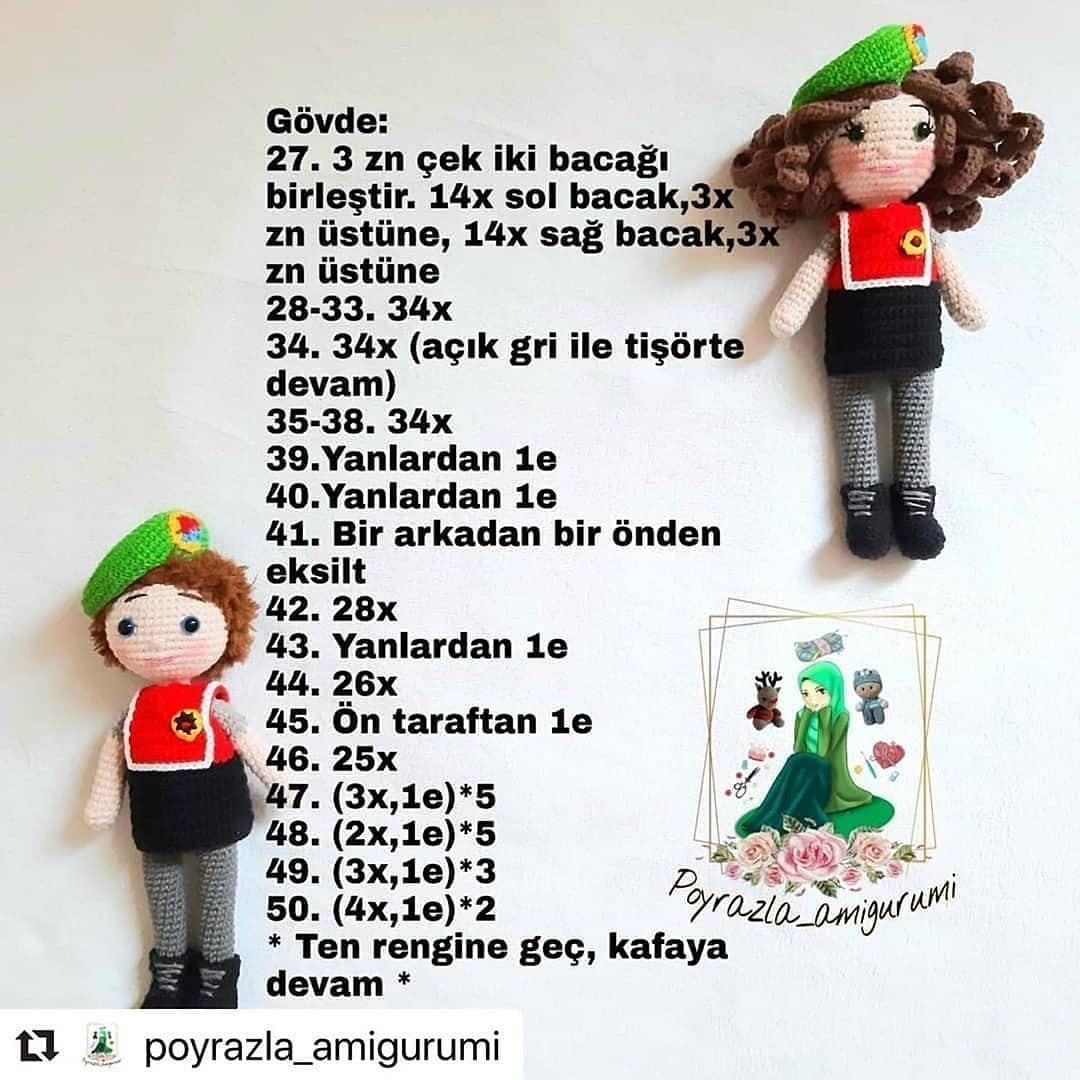 Ücretsiz Jandarma Çift Amigurumi Örnek Şeması