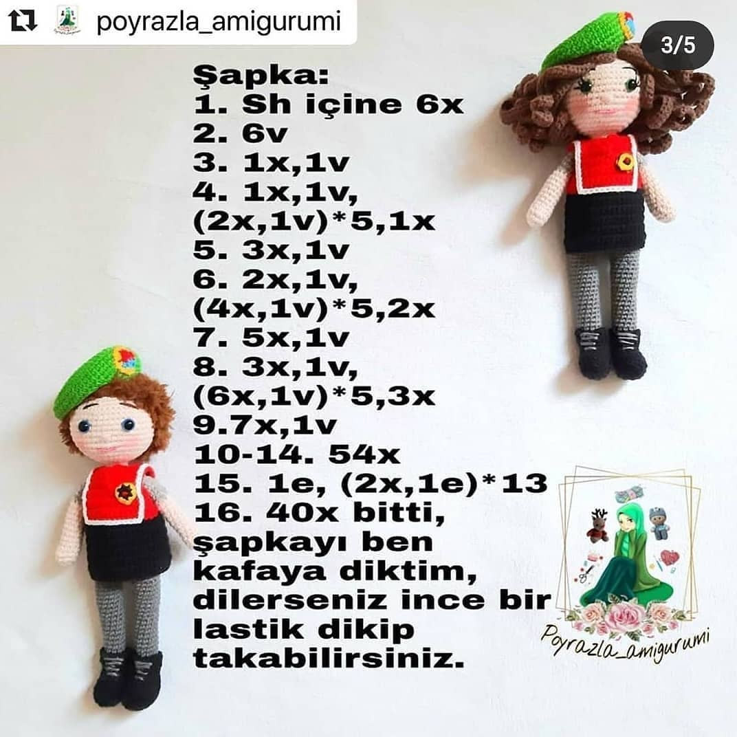 Ücretsiz Jandarma Çift Amigurumi Örnek Şeması