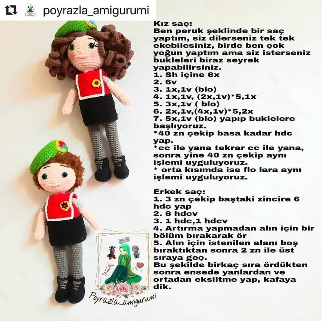 Ücretsiz Jandarma Çift Amigurumi Örnek Şeması