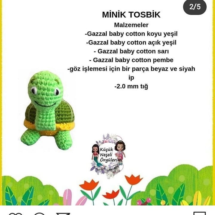 Ücretsiz Kaplumbağa Amigurumi Şeması amigurumi